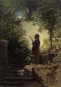 Carl Spitzweg Man Reading the Newspaper in His Garden oil painting on canvas